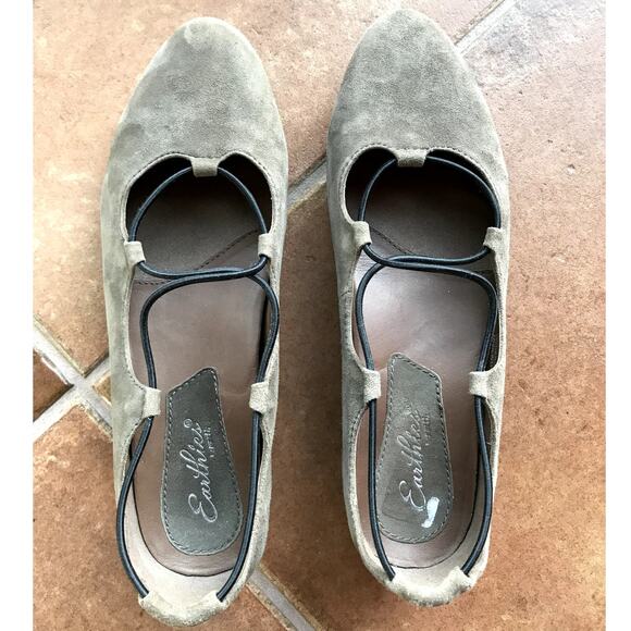 Earthies by Earth Brown Suede Ballet Slippers w Crossover Cords size 8.5 - Picture 5 of 16
